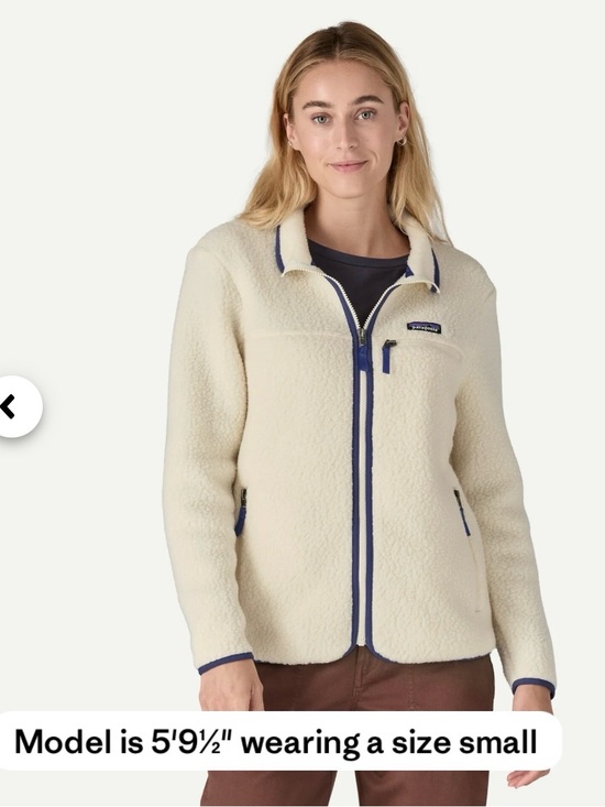 Patagonia Jackets & Blazers - Patagonia Cream Teddy Fleece Jacket with Navy Trim